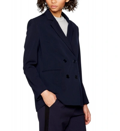 Pre-owned Filippa K Womens Caden Double Breasted Tailored Jacket Navy Blue Size L Rrp £325