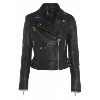 Pre-owned Of The Realm Branded Embroidered Leather Biker Ladies Jacket Sizes 6,8,12,14,16 Uk Sale Price