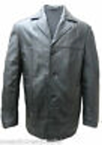 Pre-owned Oceanic Leather Wear Mens Black Classic Reefer Italian Nappa Leather Jacket