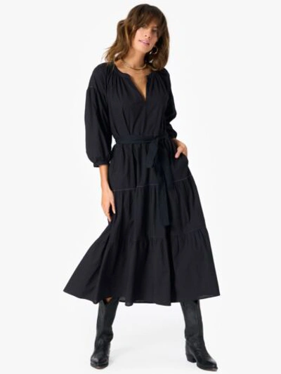 Pre-owned Xirena Women's Long Sleeve Anieka Midi Dress In Black