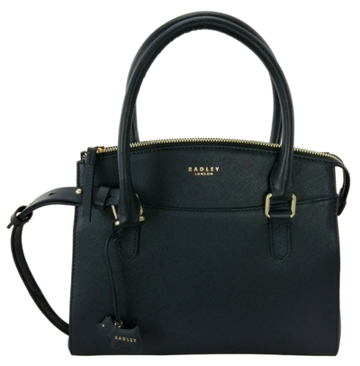 Pre-owned Radley Handbag Navy Dark Blue Medium Zip Top Multiway Leather Sandham Bag