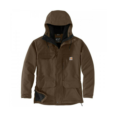 Pre-owned Carhartt Men's Super Dux Bonded Chore Coat - Coffee