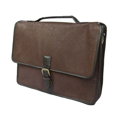 Pre-owned Hidesign Harrison Brown Leather Briefcase With Padded Ipad Section Sale