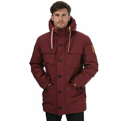 Pre-owned Timberland Men's  Expedition Field Hooded Parka Coat Dv In Red