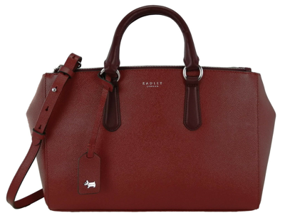 Pre-owned Radley Handbag Red Medium Zip Top Multiway Tote Bag Leather Claret Hampstead
