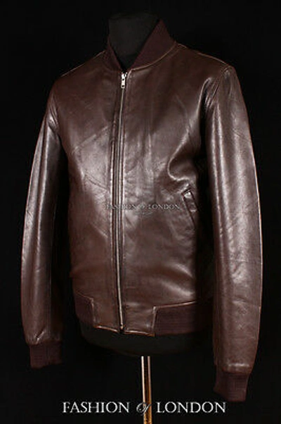 Pre-owned Real Leather Men's Brown Bomber Jacket Lambskin Leather Pilot 70's Napa Leather Jacket 275-p