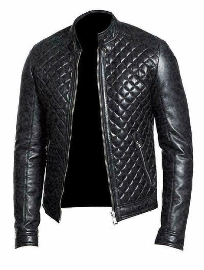 Pre-owned Claw Intl Men's Quilted Motorcycle Black Genuine Lambskin Leather Biker Jacket