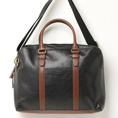 Pre-owned Fossil Evan Satchel Messenger Bag Sbg1162001 Black