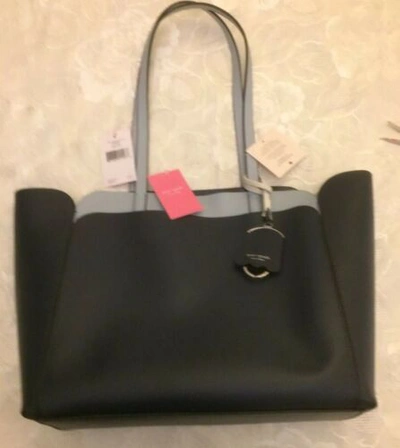 Pre-owned Kate Spade Bnib  Medium Bag Double Pocket "magnolia Street Design Navy/light Blu