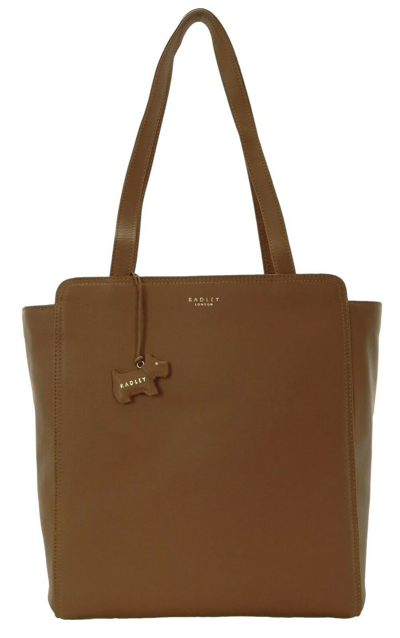 Pre-owned Radley Tote Bag Tan Brown Medium Zip Top Leather Handbag Upper Street Rrp £179