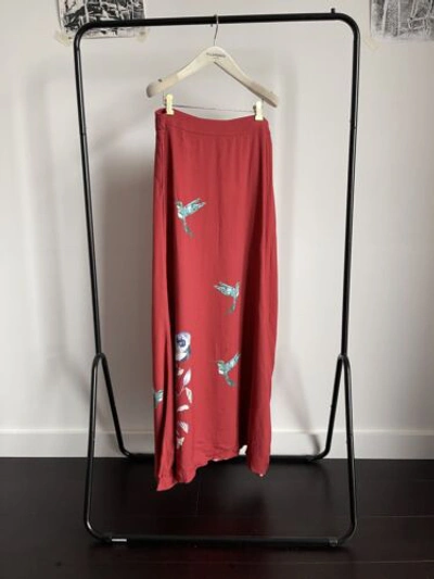 Pre-owned Vilshenko Rt18 Red Printed Viscose Maxi Long Skirt