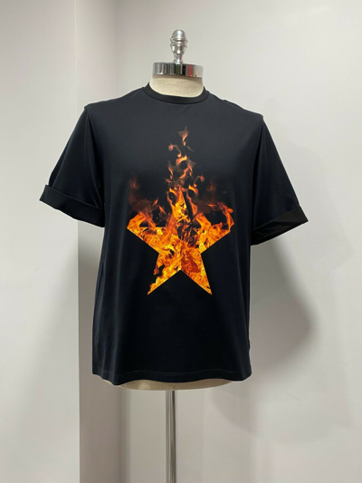 Pre-owned Neil Barrett Fire Star T-shirt: S, M, L, Black