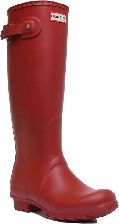 Pre-owned Hunter Womens Original Wellington Boots Welly Military Red