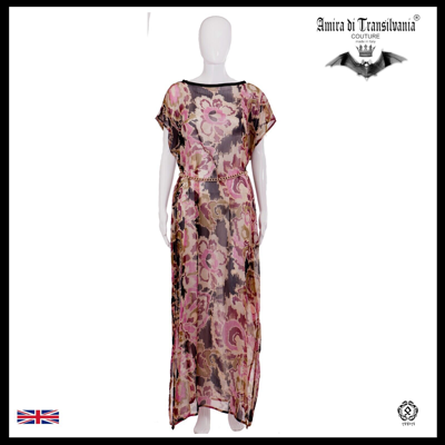 Pre-owned Amira Di Transilvania Woman Clothing Summer Couture Fashion Griff Curvy Elegant Kaftan Floral Elegant