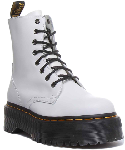 Pre-owned Dr. Martens Dr Martens Jadon Smooth 8 Eye Platform Leather Boot In White Size Uk 3 - 12