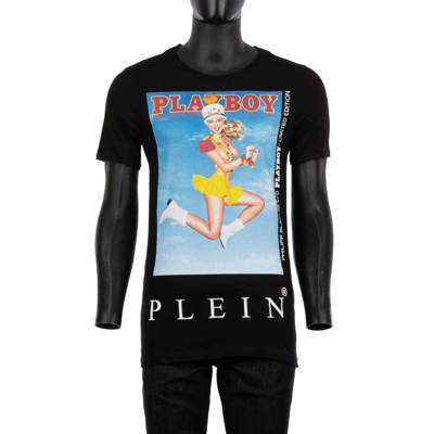 Pre-owned Philipp Plein X Playboy T-shirt With Carly Lauren College Issue Black Red 08409