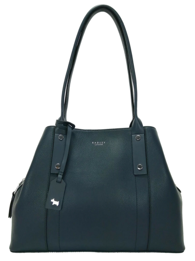 Pre-owned Radley Shouder Bag Navy Blue Medium Leather Handbag Provence Street Rrp £229