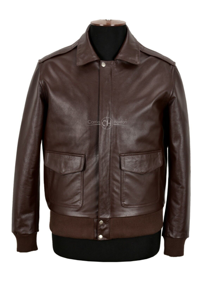 Pre-owned Smart Range Leather Men's Flight Leather Jacket Brown Cowhide Classic Fashion Bomber Pilot Jacket