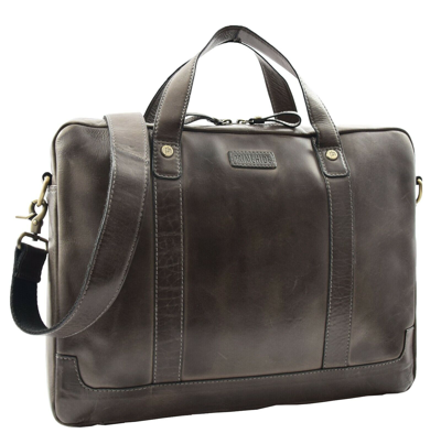 Pre-owned Fashion Real Soft Leather Briefcase Vintage Black Satchel Messenger Business Office Bag