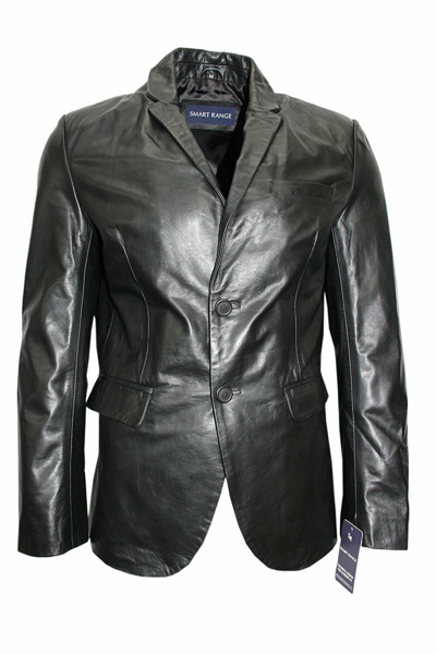 Pre-owned Real Leather Godzilla Two Button Classic Blazer Men Black Genuine Lambskin Leather Jacket