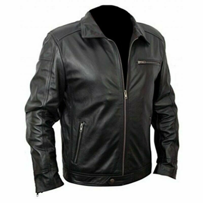 Pre-owned Claw Intl Men's Top Grain Thick Grade Leather Jacket Black Biker Motorcycle Jacket Coat