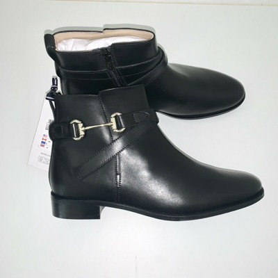 Pre-owned Joules Womens Cottenham Black Strap Leather Ankle Boots Size 9