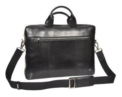 Pre-owned House Of Luggage Mens Genuine Leather Slim Black Briefcase Cross Body Organiser Laptop Satchel
