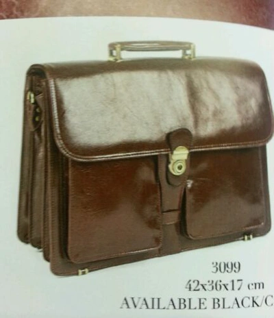 Pre-owned Babila Range Leather Babila Italian Range Briefcase Shoulder Bag Black Or Cognac