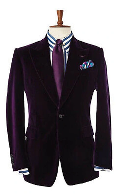 Pre-owned Handmade Men Purple Smoking Jacket Luxury Designer Velvet Evening Party Wear Blazers Uk
