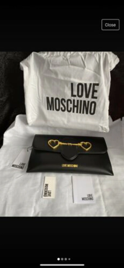 Pre-owned Moschino Love  Black Horseshoe Clutch Bag