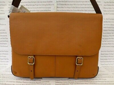 Pre-owned Fossil Slim Messenger Bag Mens Buckner Tan Soft Leather Shoulder Bags R£299