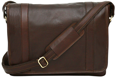 Pre-owned Firenze Genuine Leather Messenger Shoulder Bag With 13" Laptop Pocket Briefcase Business