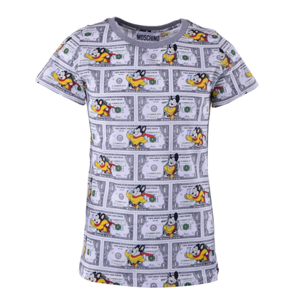 Pre-owned Moschino Couture Mighty Mouse T-shirt With Dollar Print White Grey Cotton 04460
