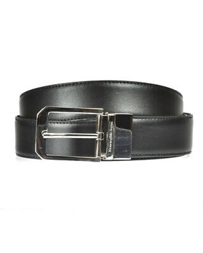 Pre-owned Zegna Belt Double Face Leather Italy Man Black Zpj45977 Ntm Sz. 110 Put Offer