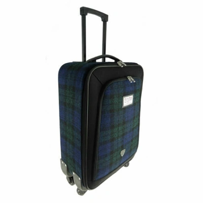 Pre-owned Harris Tweed Trolley Case 50 X 35 X 18cms 'annan' In Black Watch Tartan Lb5002-c