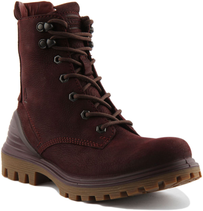 Pre-owned Ecco Tredtray Womens Leather Ankle Boots In Burgundy Size Uk 3 - 8