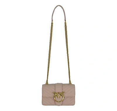 Pre-owned Pinko Women's Handbag Love Mini Icon V Quilt 5cl Pm22 Colour Pink Powder