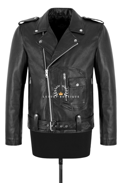 Pre-owned Smart Range Leather Mens Brando Fashion Leather Jacket Biker Style Cowhide Retro Riding Jacket Aster