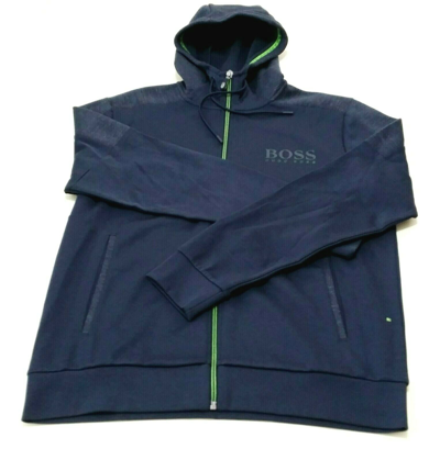 Pre-owned Hugo Boss Mens Navy Saggy Zip Hooded Sweatshirt Size Uk Large 42" Chest