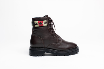 Pre-owned Osprey London Women's 'the Honeydew' Black & Brown Leather Boots