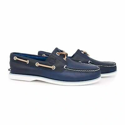 Pre-owned Timberland Tb0a4181 Classic Lace Boat Leather Shoe - Navy