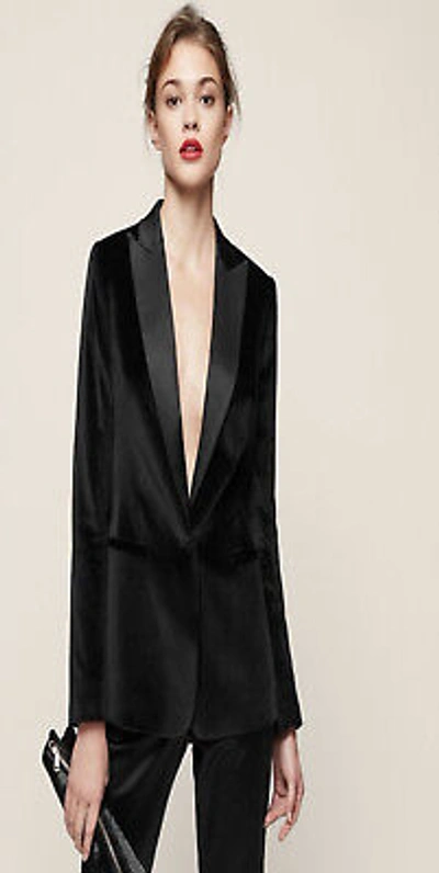 Pre-owned Handmade Women Black Velvet Jackets Tuxedo Sports Blazers Party Wear Slim Fit Coats Uk