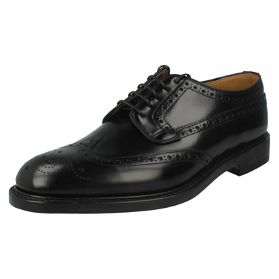 Pre-owned Loake Mens  Braemar Black Leather Brogue Lace-up F Fit
