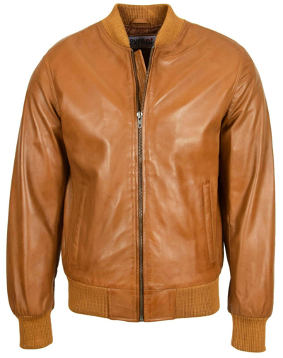 Pre-owned House Of Leather Mens Soft Leather Ma-1 Bomber Jacket Slim Fit Varsity Style Ryan Tan