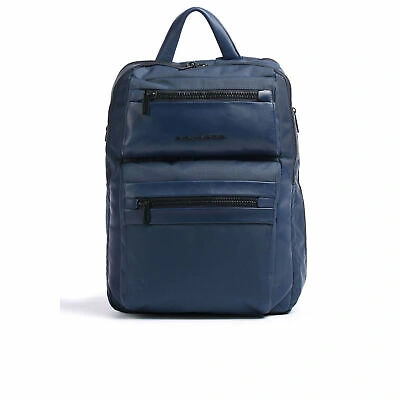 Pre-owned Piquadro Mens Backpack  Woody Ca5755s117 Blue Nylon Travel Small Laptop Rucksack