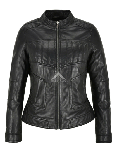 Pre-owned Smart Range Leather Ladies Real Leather Jacket Black 100% Lambskin Casual Fashion Biker Style L-mvp