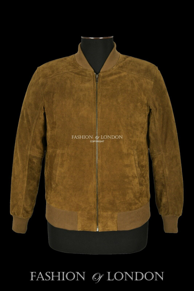 Pre-owned Smart Range Leather Men's 70s Leather Jacket Khaki Green Suede Classic Fashion Bomber Aviator Jacket