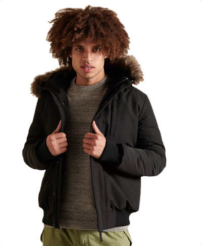 Pre-owned Superdry Mens Everest Bomber Jacket Faux Fur Trim