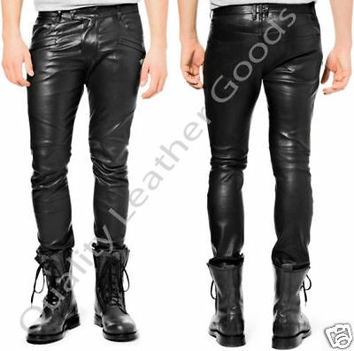 Pre-owned Quality Leather Goods Mens Leather Jeans Thigh Fit Outrageously Luxury Trousers Trousers Party Clubwear