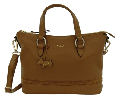 Pre-owned Radley Handbag Tan Brown Medium Leather Top Zip Multiway Bag Eel Alley